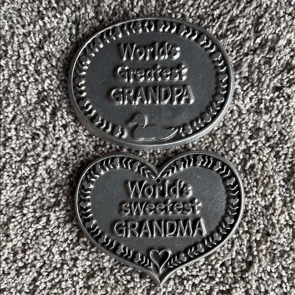 Set of World's Greatest Grandpa & World’s Sweetest Grandma Pewter Plaques